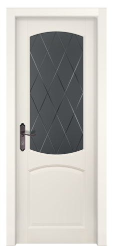 Межкомнатная дверь из массива ольхи «Барроу» остекленная (эмаль / белый)