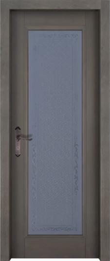 Межкомнатная дверь из массива ольхи «Аристократ №5» остекленная (бейц / серый)