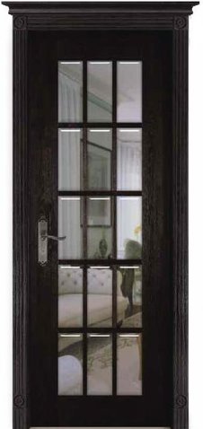 Межкомнатная дверь из массива дуба «Британия» остекленная (бейц, полиуретановый лак / темный)