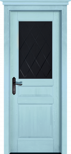 Межкомнатная дверь из массива сосны «Валенсия» остекленная (эмаль / голубой)