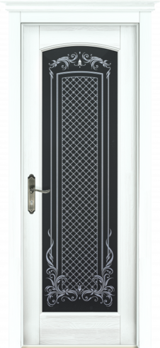Межкомнатная дверь из массива сосны «Витраж» остекленная (эмаль, полиуретановый лак / белый)