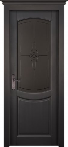 Межкомнатная дверь из массива ольхи «Бристоль» остекленная (эмаль / темный)