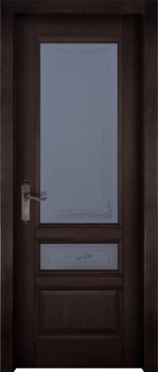 Межкомнатная дверь из массива ольхи «Аристократ №3» остекленная (бейц / темный)