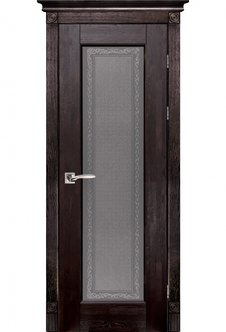 Межкомнатная дверь из массива дуба «Классик №3» остекленная (бейц, полиуретановый лак / темный)