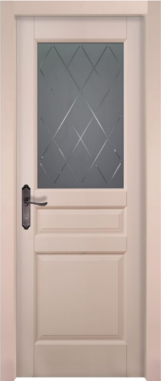 Межкомнатная дверь из массива ольхи «Валенсия» остекленная (эмаль / кремовый)