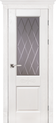 Межкомнатная дверь из массива дуба «Классик №5» остекленная (эмаль, полиуретановый лак / белый)