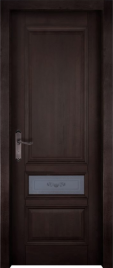 Межкомнатная дверь из массива ольхи «Аристократ №6» остекленная (бейц / темный)